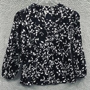 Women Floral Blouse S Polished Career Modern Corporate Office V Neck Long Sleeve